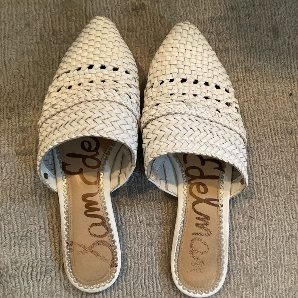 Sam Edelman white crochet slide sandal